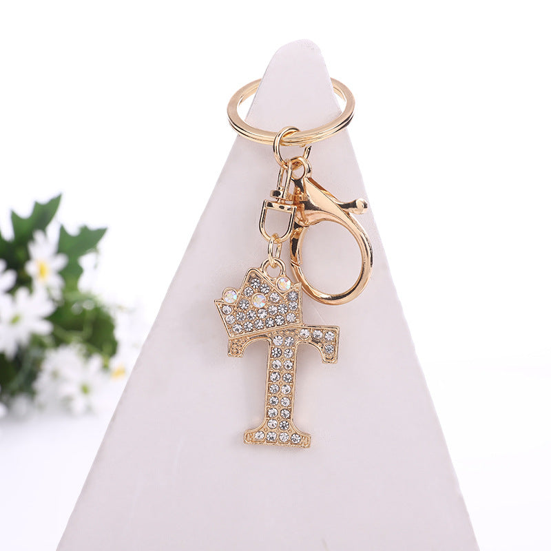 Wholesale Zinc Alloy Alphabet Rhinestone Keychain